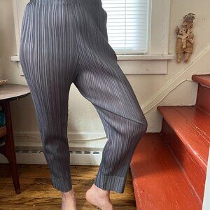 issey miyake pleats please balletcore avantgarde gothgcore cropped gray pants